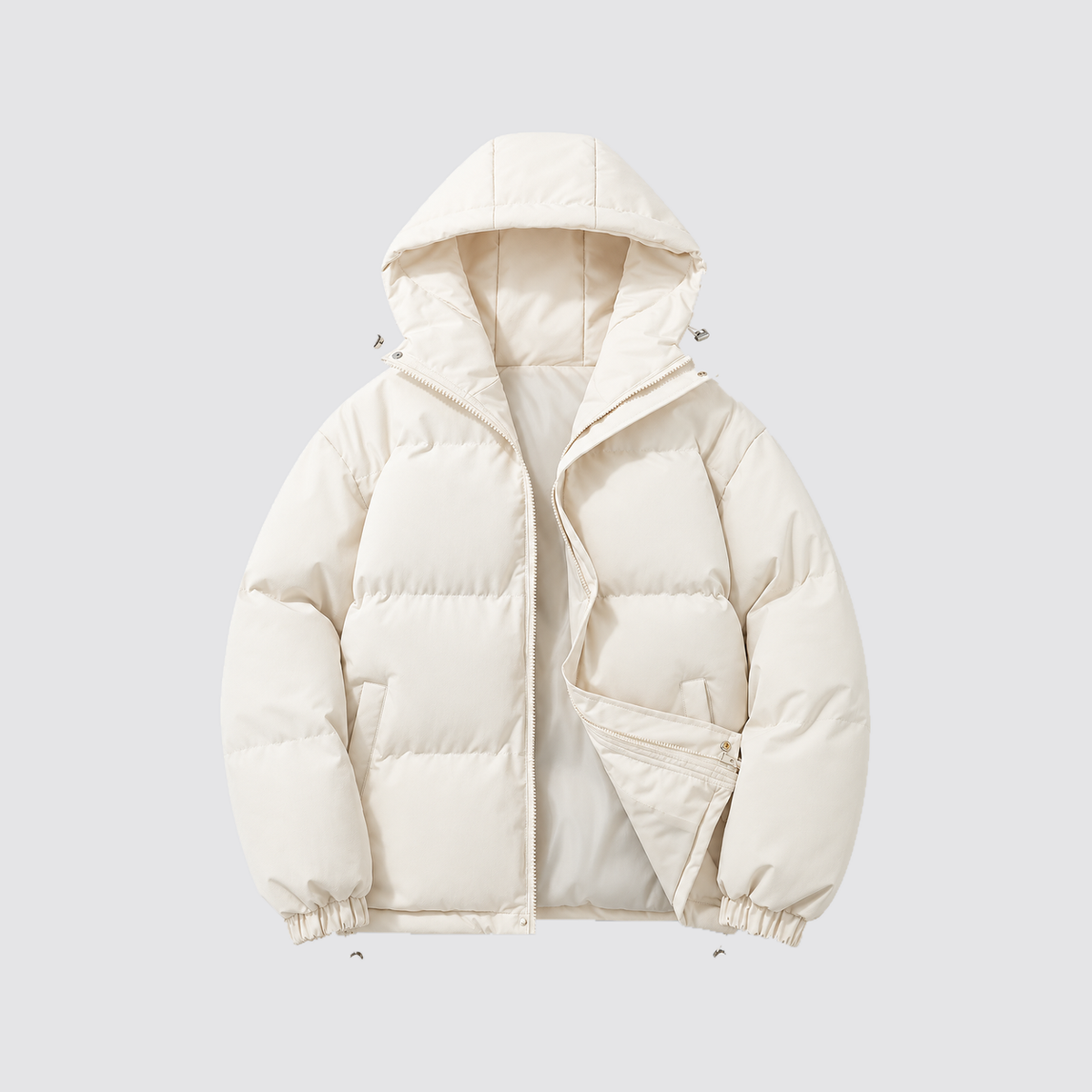 Women's Hooded Puffer Jacket with Zip Front