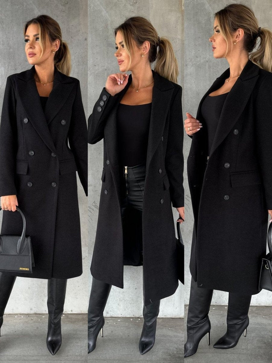 Emilia | Women's Long Wool Blend Winter Coat Double Breasted Structured Lapel