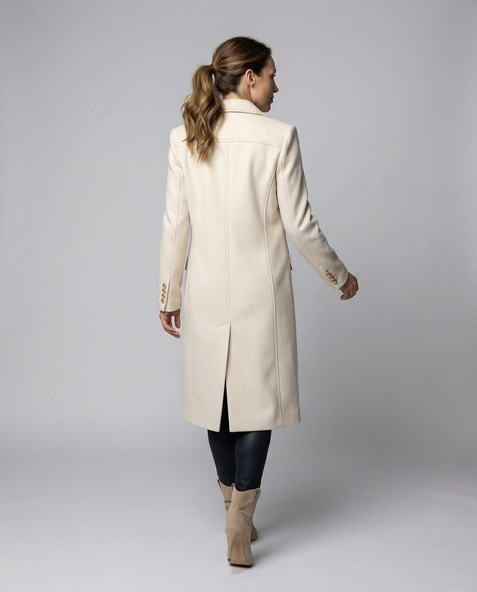 Emilia | Women's Long Wool Blend Winter Coat Double Breasted Structured Lapel