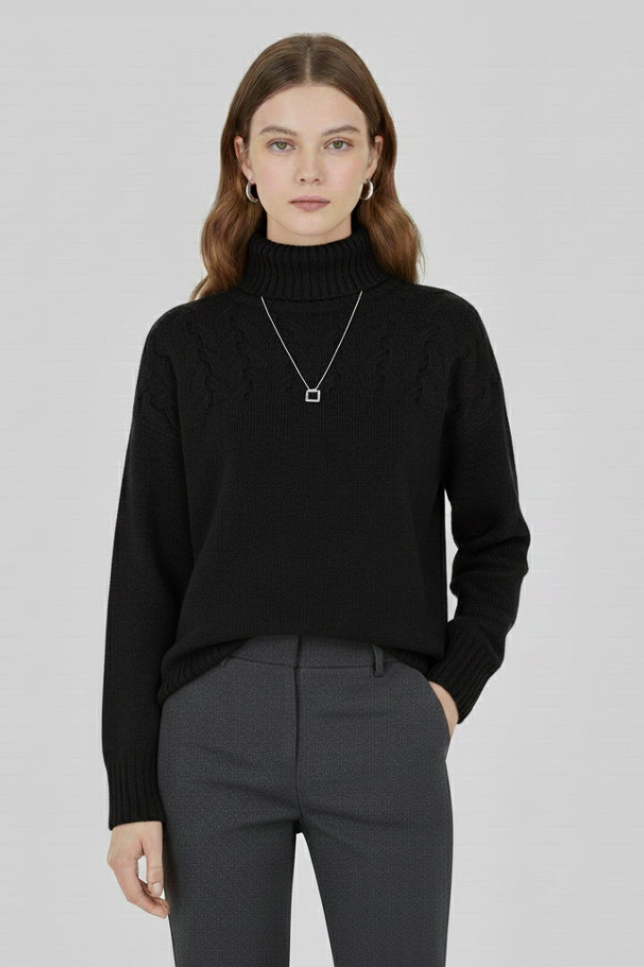 Nora | Women's Oversized Cable Knit Turtleneck Sweater