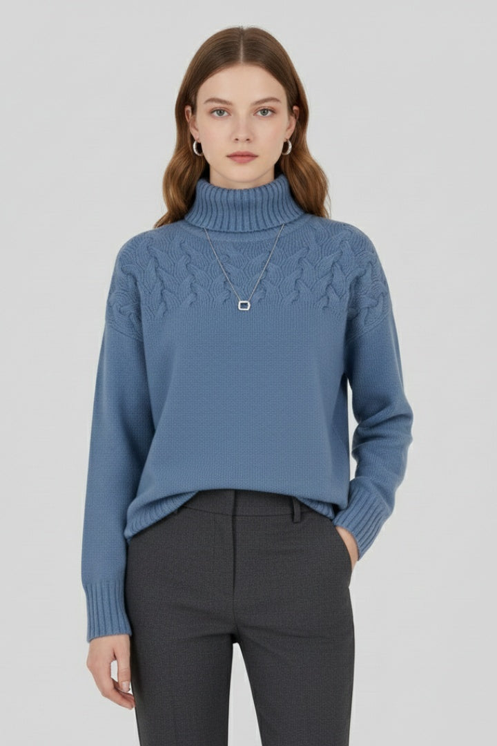 Nora | Women's Oversized Cable Knit Turtleneck Sweater