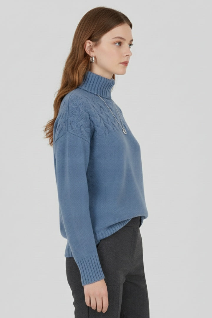 Nora | Women's Oversized Cable Knit Turtleneck Sweater