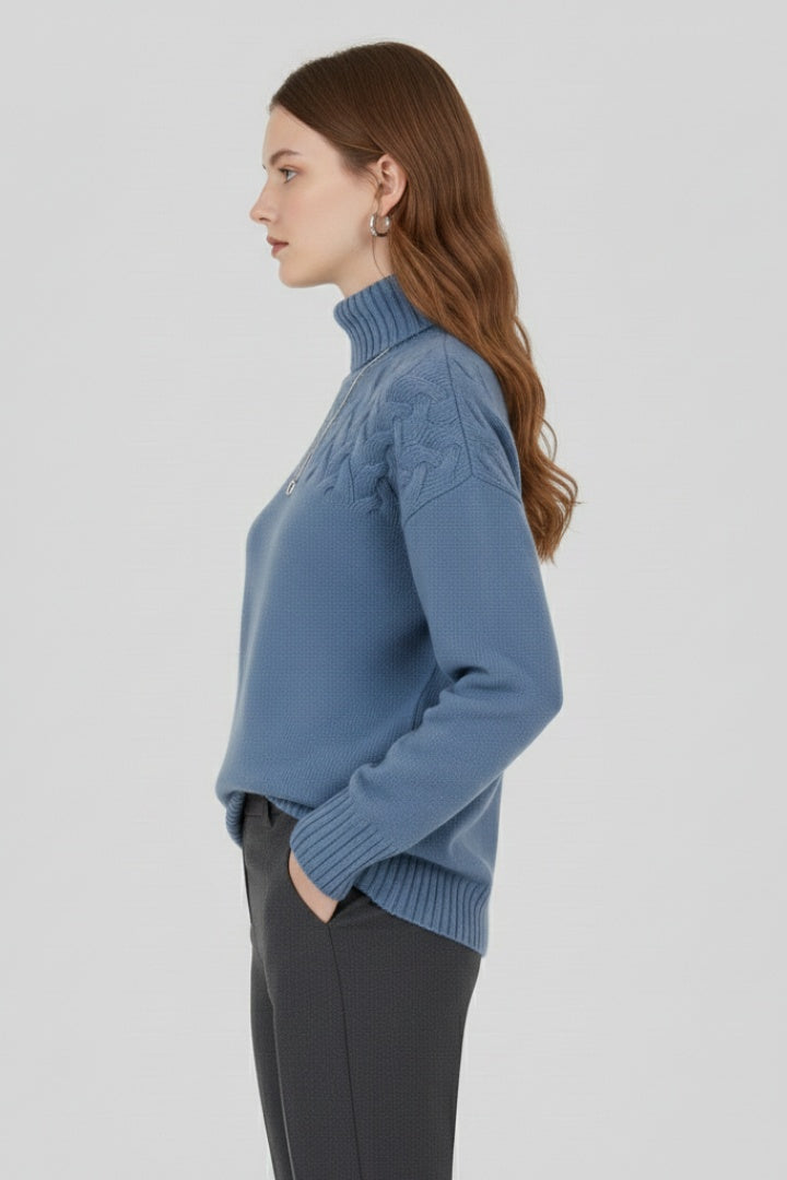 Nora | Women's Oversized Cable Knit Turtleneck Sweater