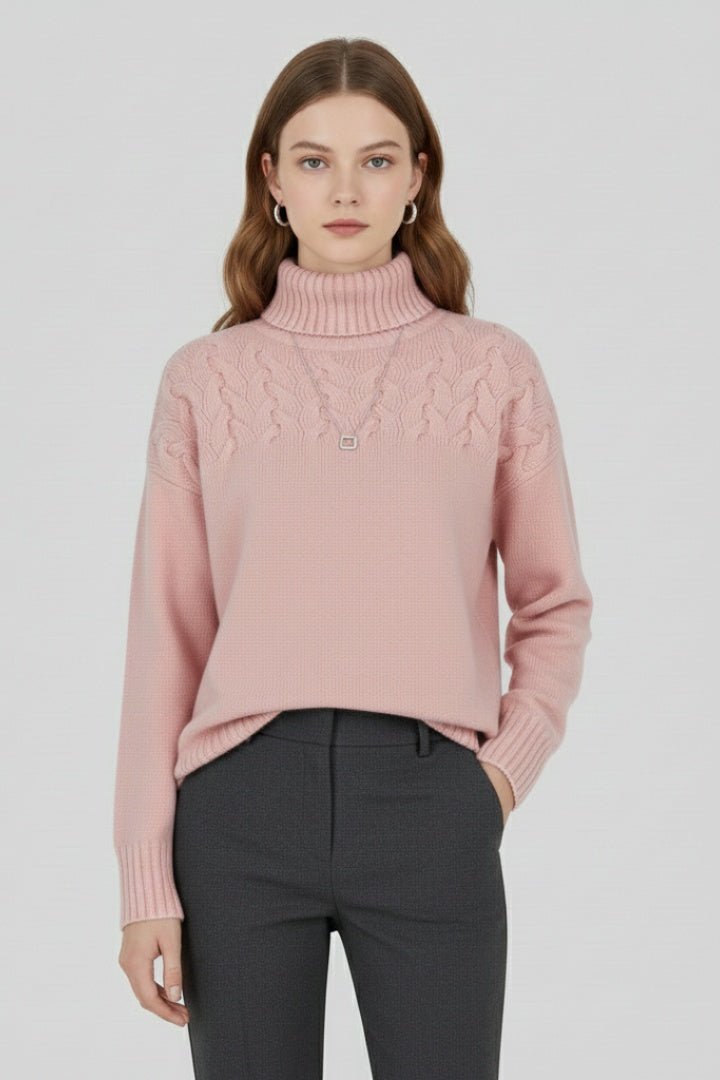 Nora | Women's Oversized Cable Knit Turtleneck Sweater