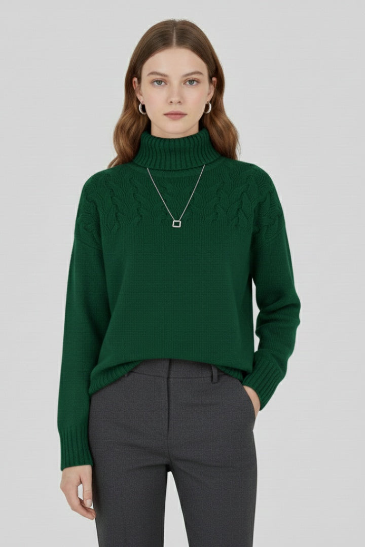 Nora | Women's Oversized Cable Knit Turtleneck Sweater