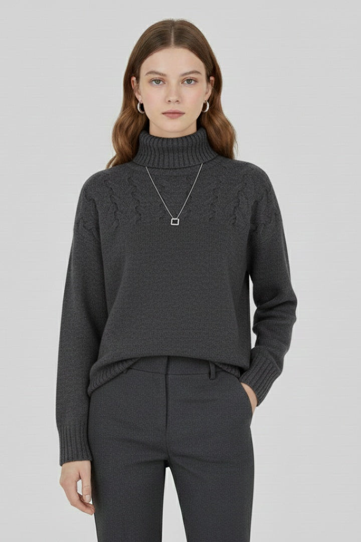 Nora | Women's Oversized Cable Knit Turtleneck Sweater