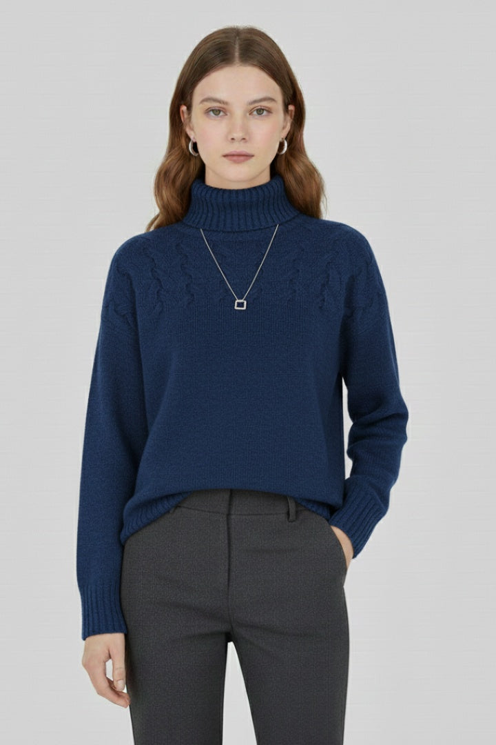 Nora | Women's Oversized Cable Knit Turtleneck Sweater