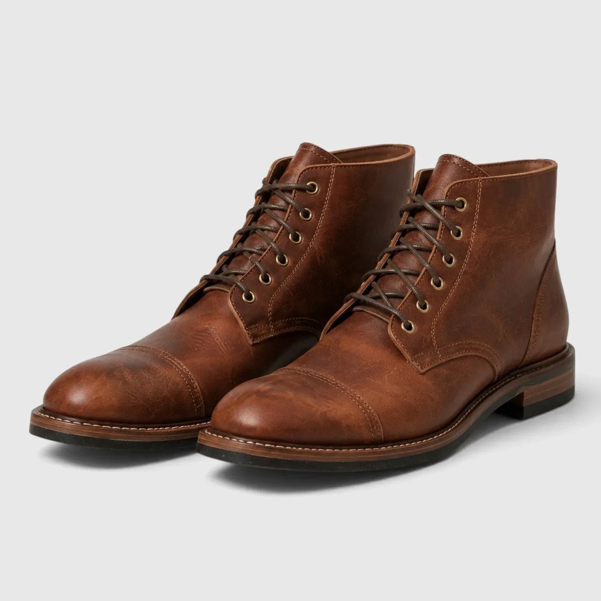 Men's Leather Lace-Up Boots | Cap Toe Work Boots