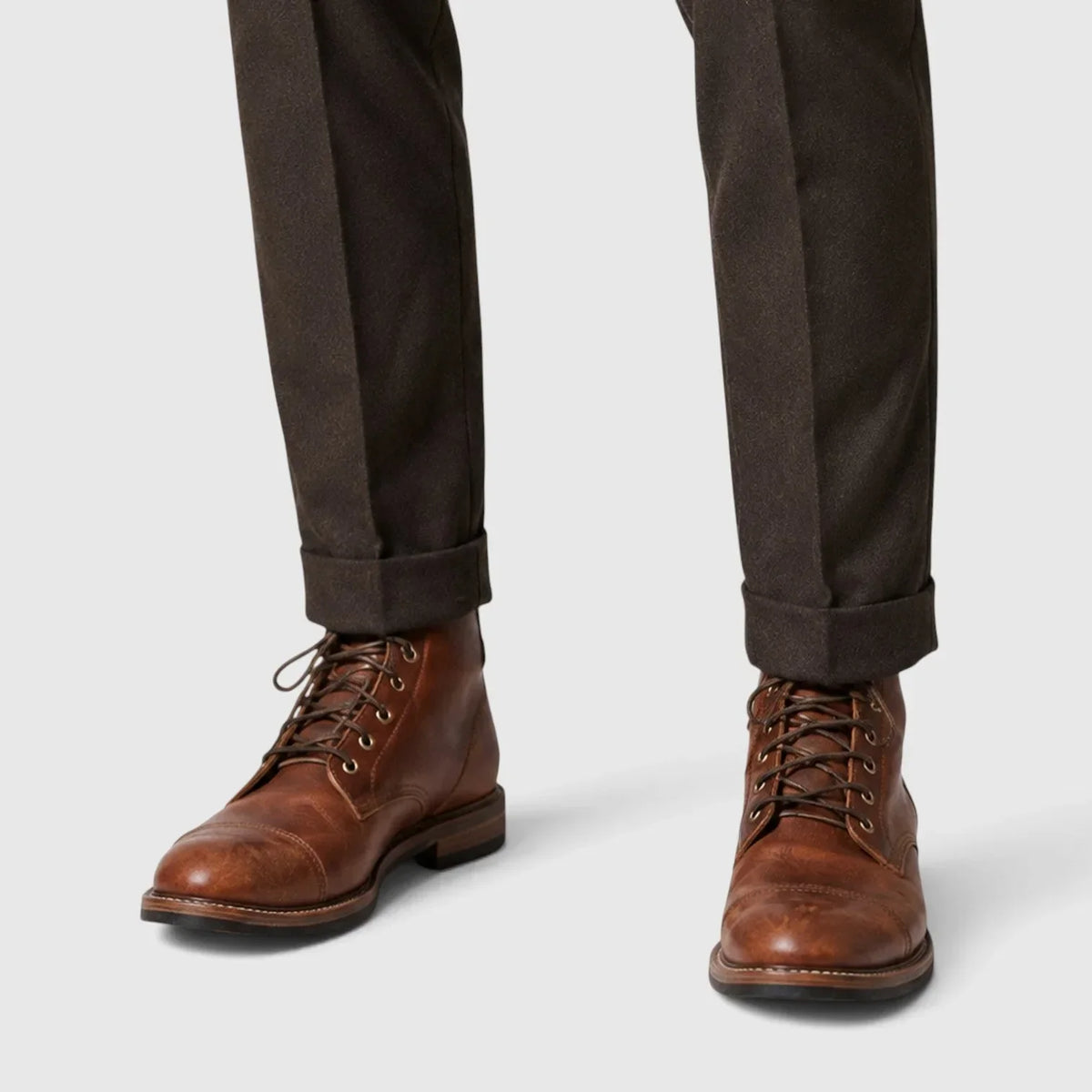 Men's Leather Lace-Up Boots | Cap Toe Work Boots