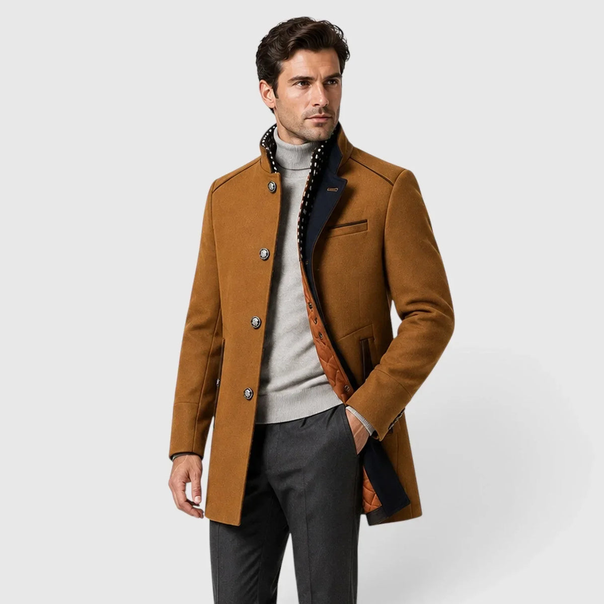 Men's Wool Blend Trench Coat | Smart Casual Overcoat