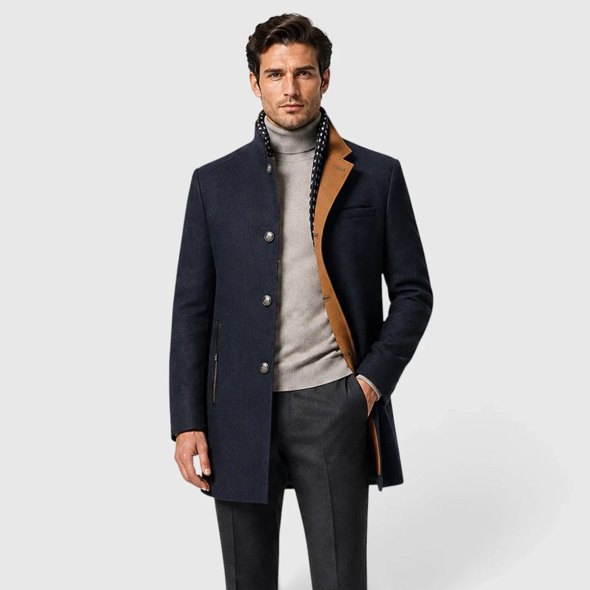 Men's Wool Blend Trench Coat | Smart Casual Overcoat
