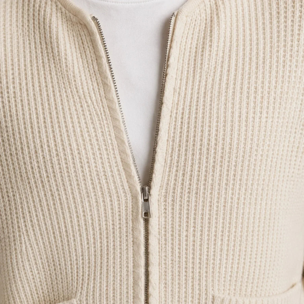 Men's Zip-Front Cardigan | Textured Knit Long Sleeve
