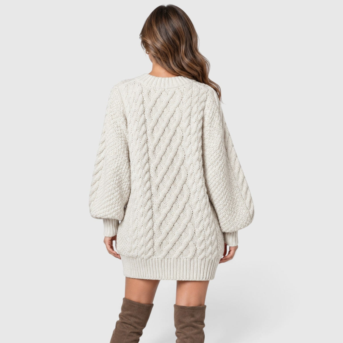 Liselot | Cable Knit Sweater Dress with Long Sleeves