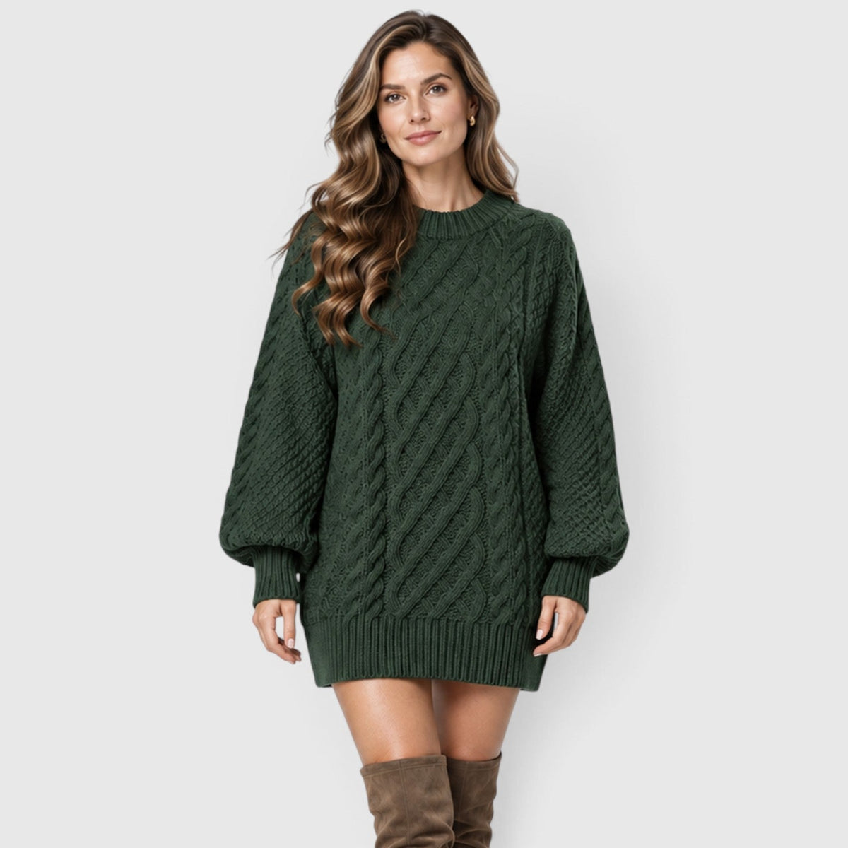 Liselot | Cable Knit Sweater Dress with Long Sleeves