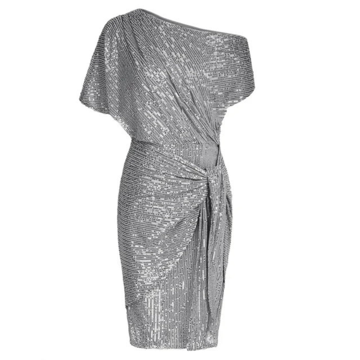 Women’s Sequin One Shoulder Ruched Mini Dress
