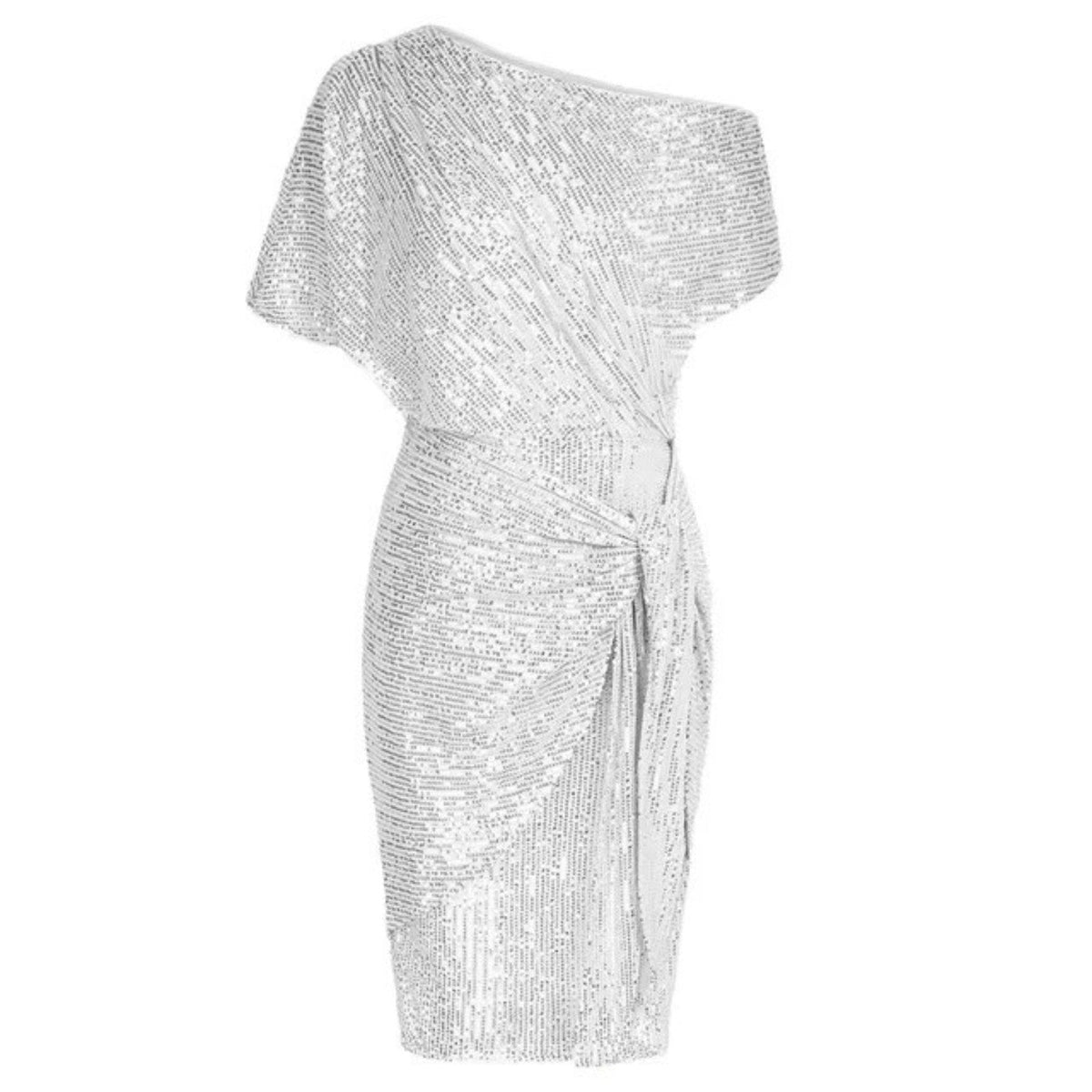 Women’s Sequin One Shoulder Ruched Mini Dress