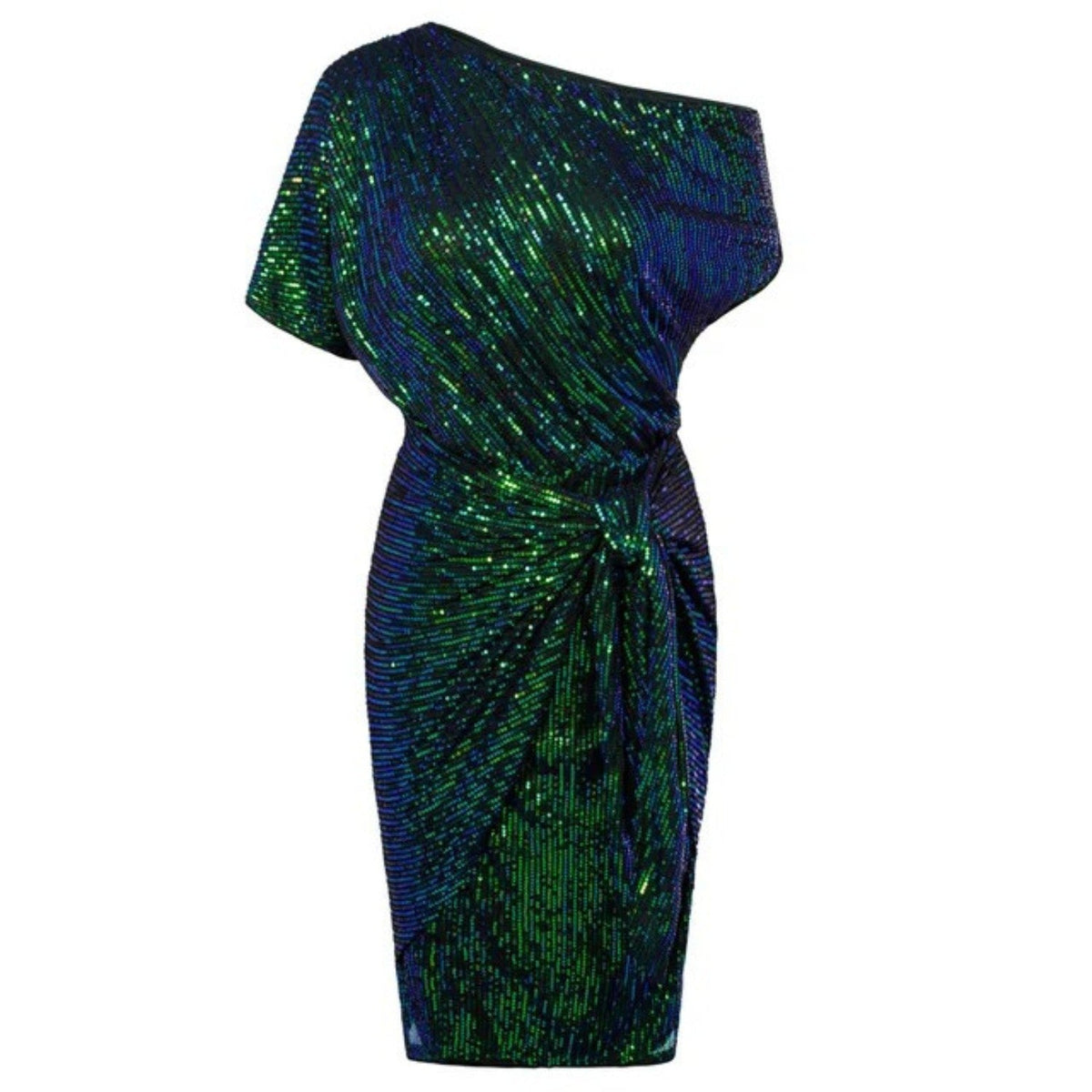 Women’s Sequin One Shoulder Ruched Mini Dress