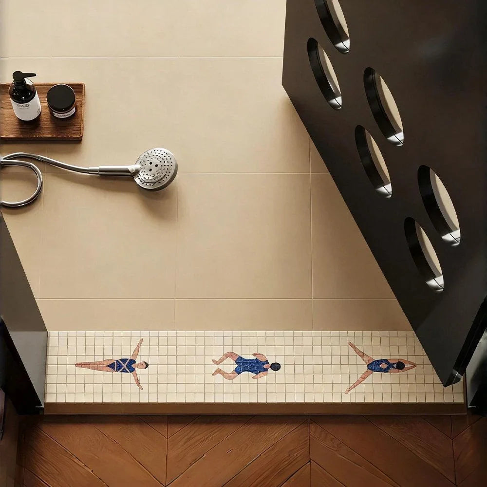 Mosaic Tile | Durable Ceramic & Intricate Aquatic Design | For Pool & Shower