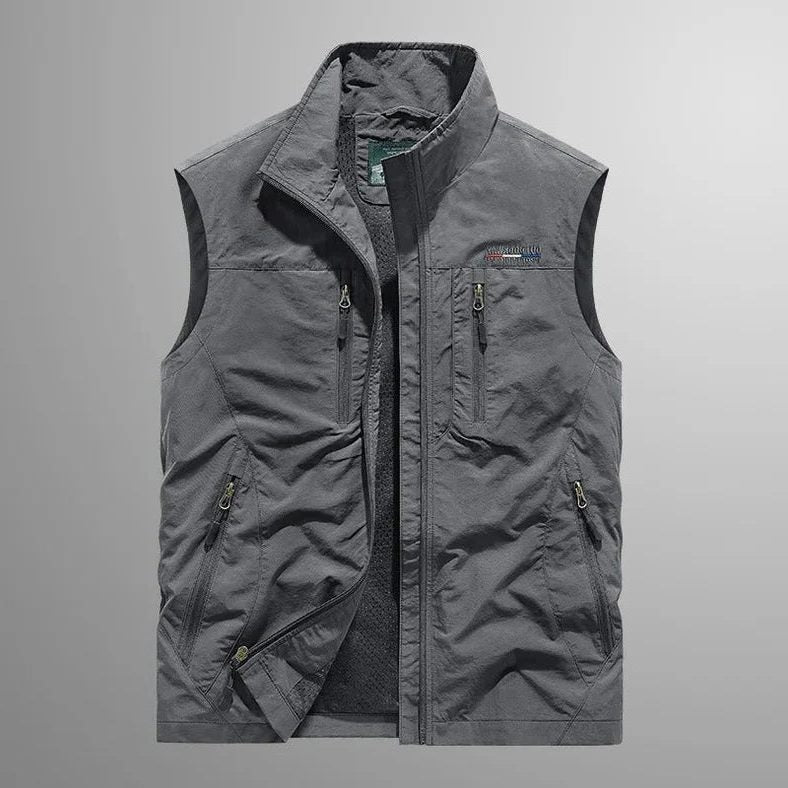Multi-Pocket Zip-Up Vest for Men