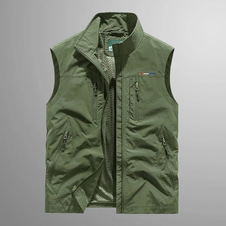 Multi-Pocket Zip-Up Vest for Men