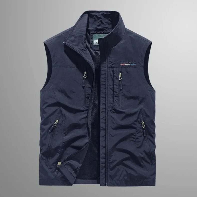 Multi-Pocket Zip-Up Vest for Men