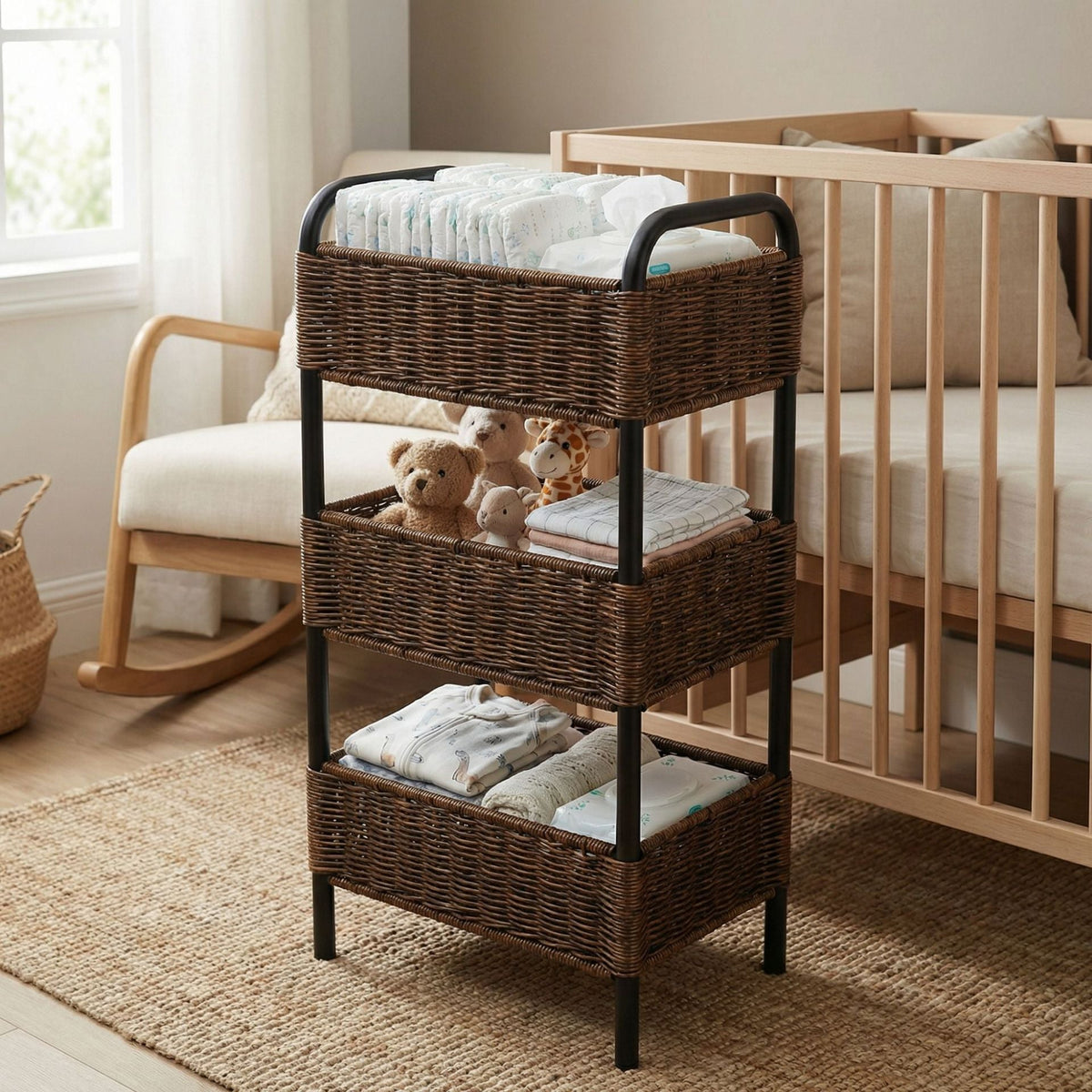 Multi-Tier Woven Bathroom Organizer Basket