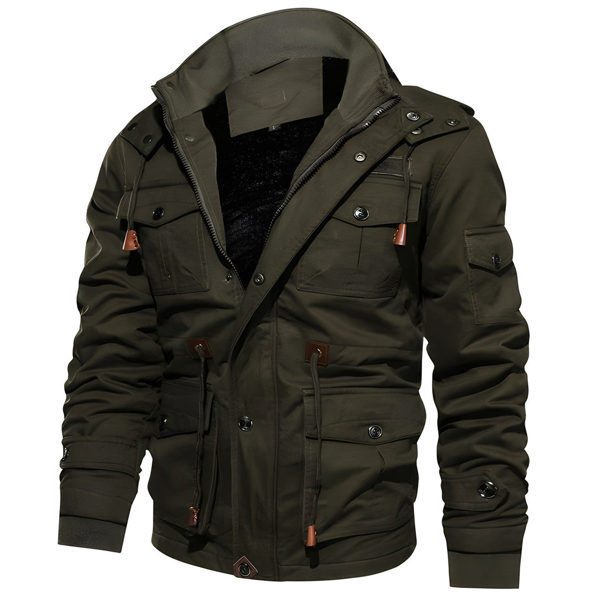 Simon | Men's Lined Military Jacket Multi Pocket Winter Field Coat