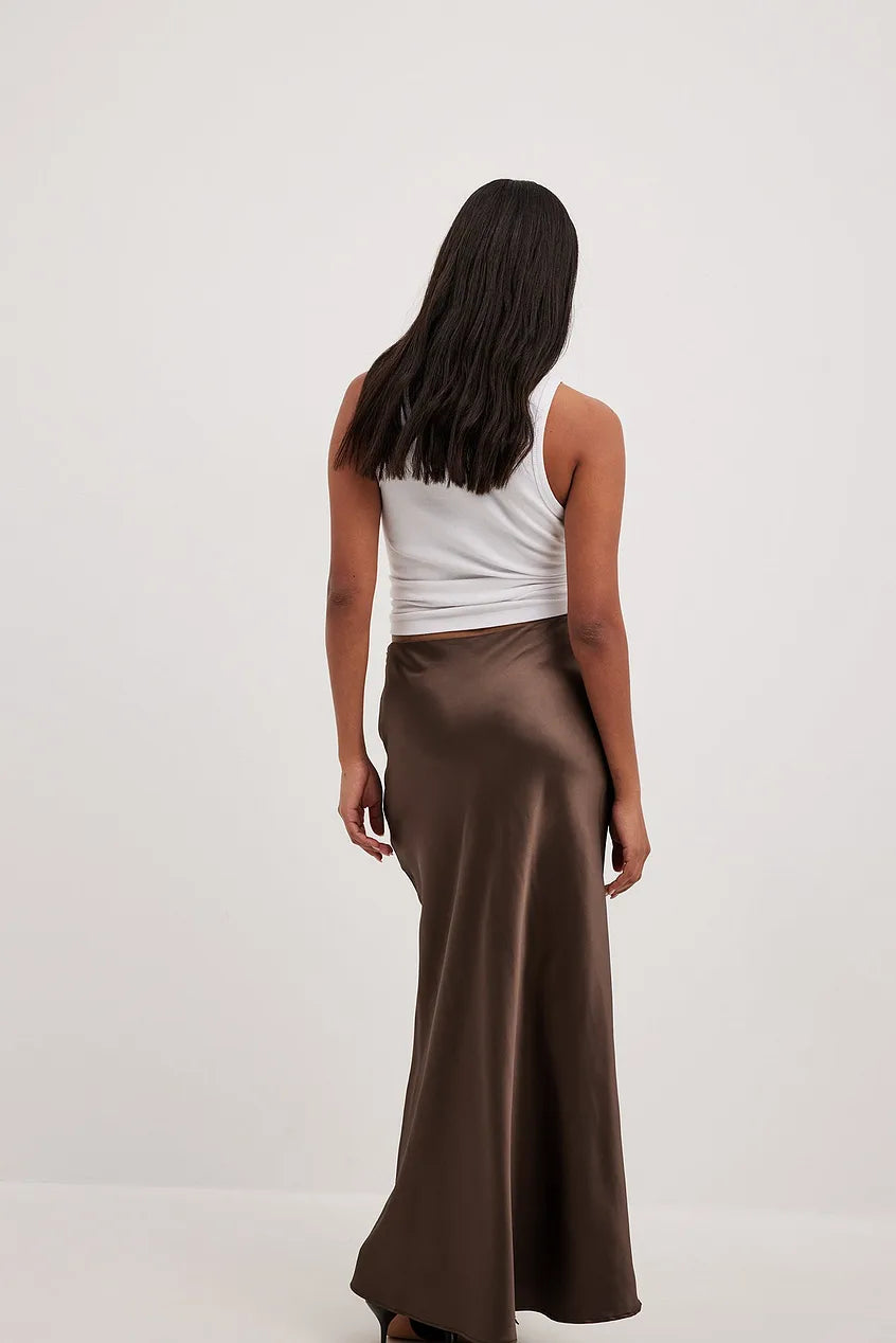 Women's Satin Midi Skirt | High Waisted A-Line Skirt