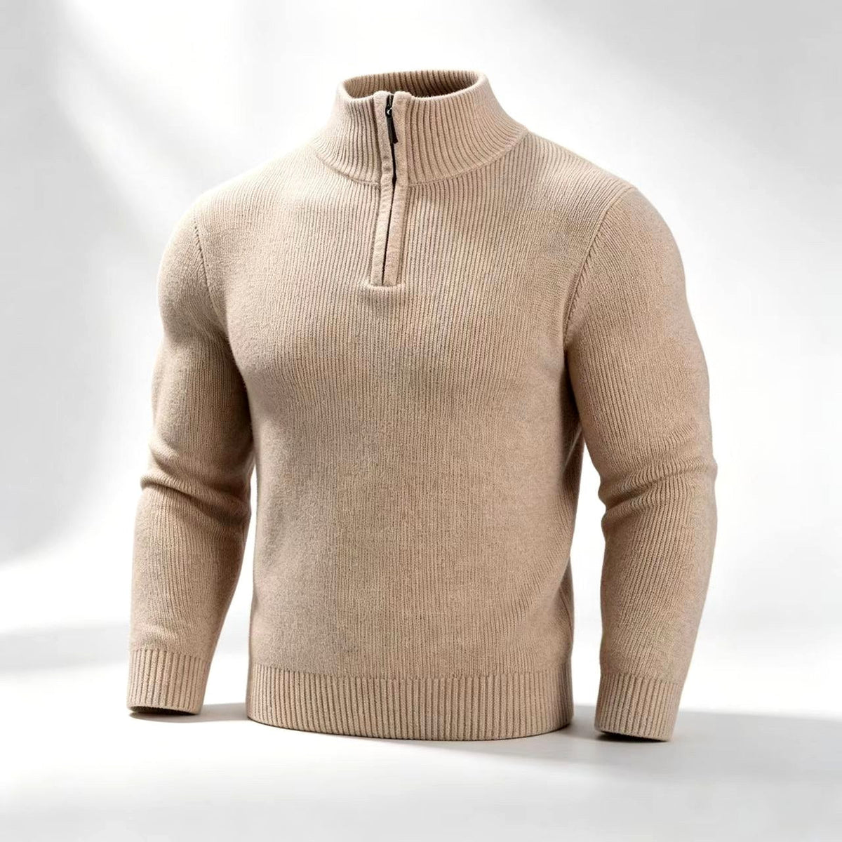 Nash - Men's High-Neck Quarter-Zip  Knit Sweater