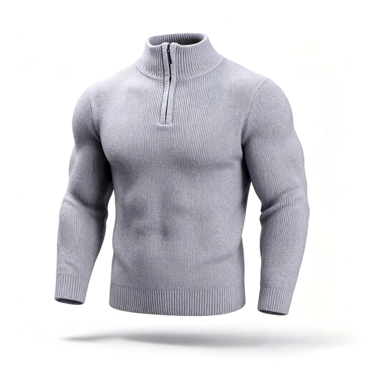 Nash - Men's High-Neck Quarter-Zip  Knit Sweater