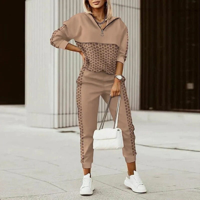 Vivian | Women's Printed Tracksuit Zip Up Sweatshirt Joggers