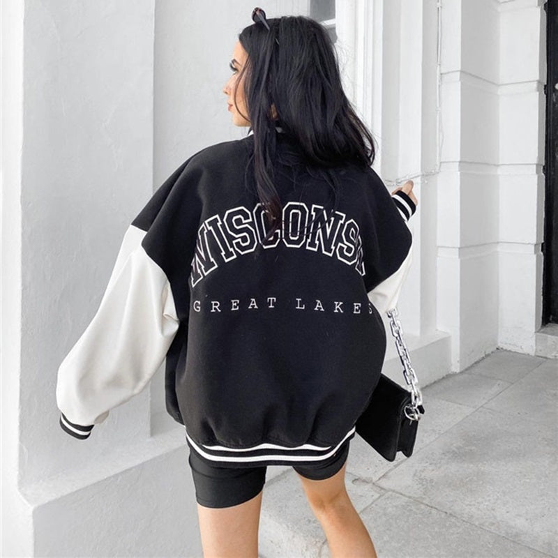 Elena | Women's Oversized Varsity Jacket Embroidered Letterman