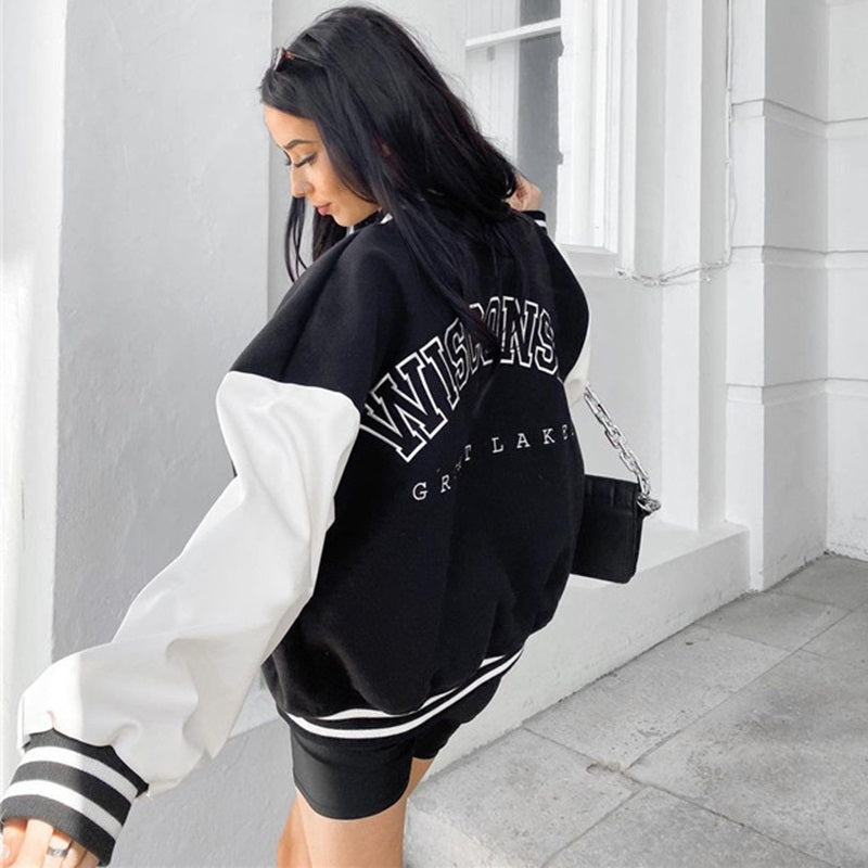 Elena | Women's Oversized Varsity Jacket Embroidered Letterman
