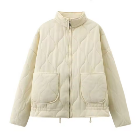 Bella | Women's Quilted Bomber Jacket High Collar Zip Up