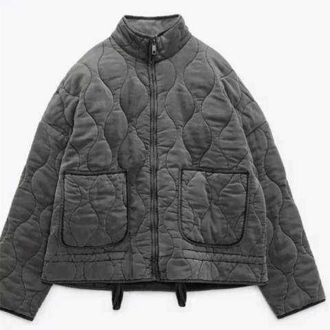 Bella | Women's Quilted Bomber Jacket High Collar Zip Up
