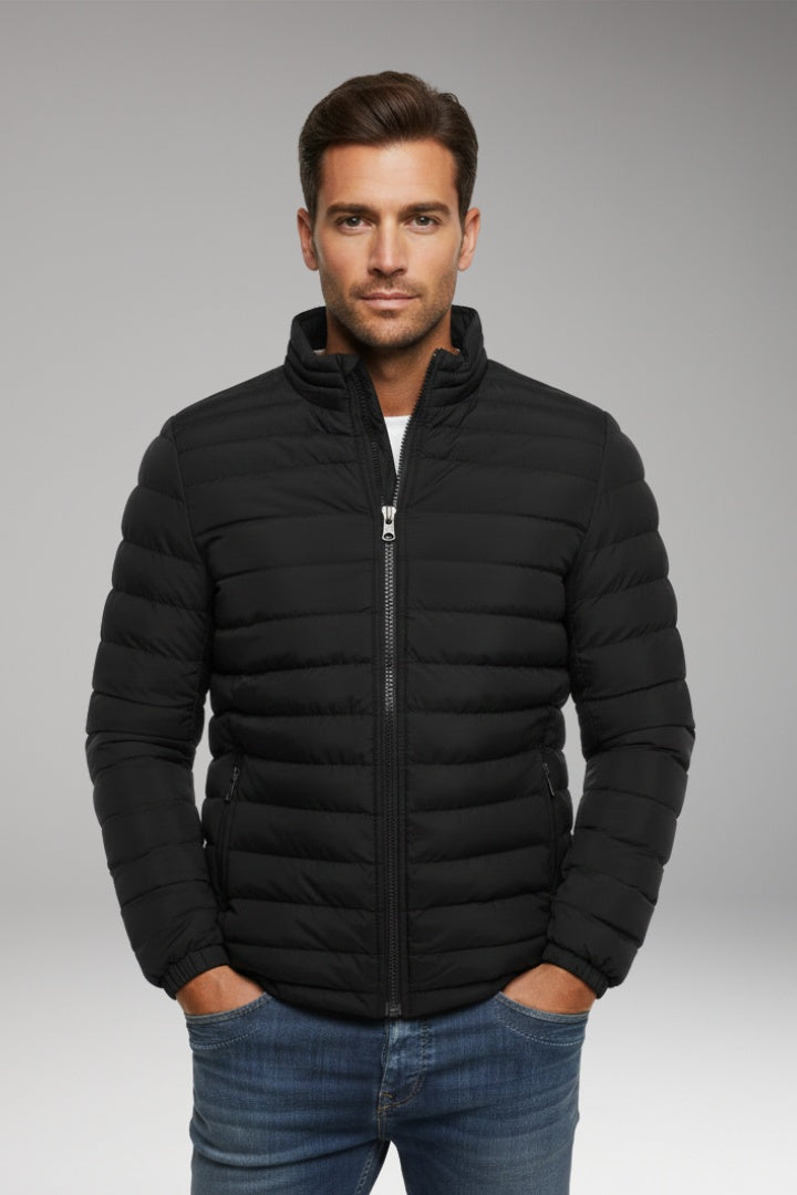Spencer | Men's Quilted Bomber Jacket High Collar Zip Up