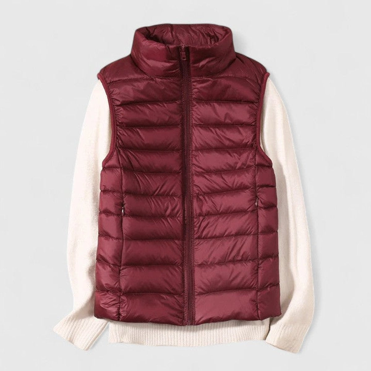 Cecilia | Women's Lightweight Quilted Puffer Vest High Collar Zip Up