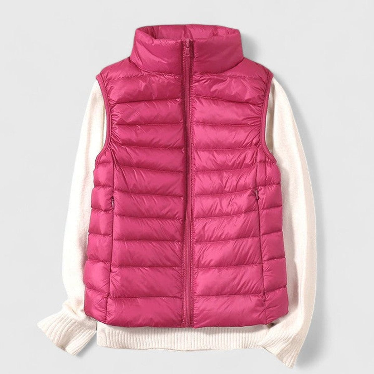 Cecilia | Women's Lightweight Quilted Puffer Vest High Collar Zip Up