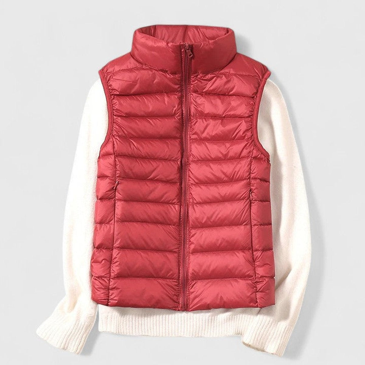 Cecilia | Women's Lightweight Quilted Puffer Vest High Collar Zip Up