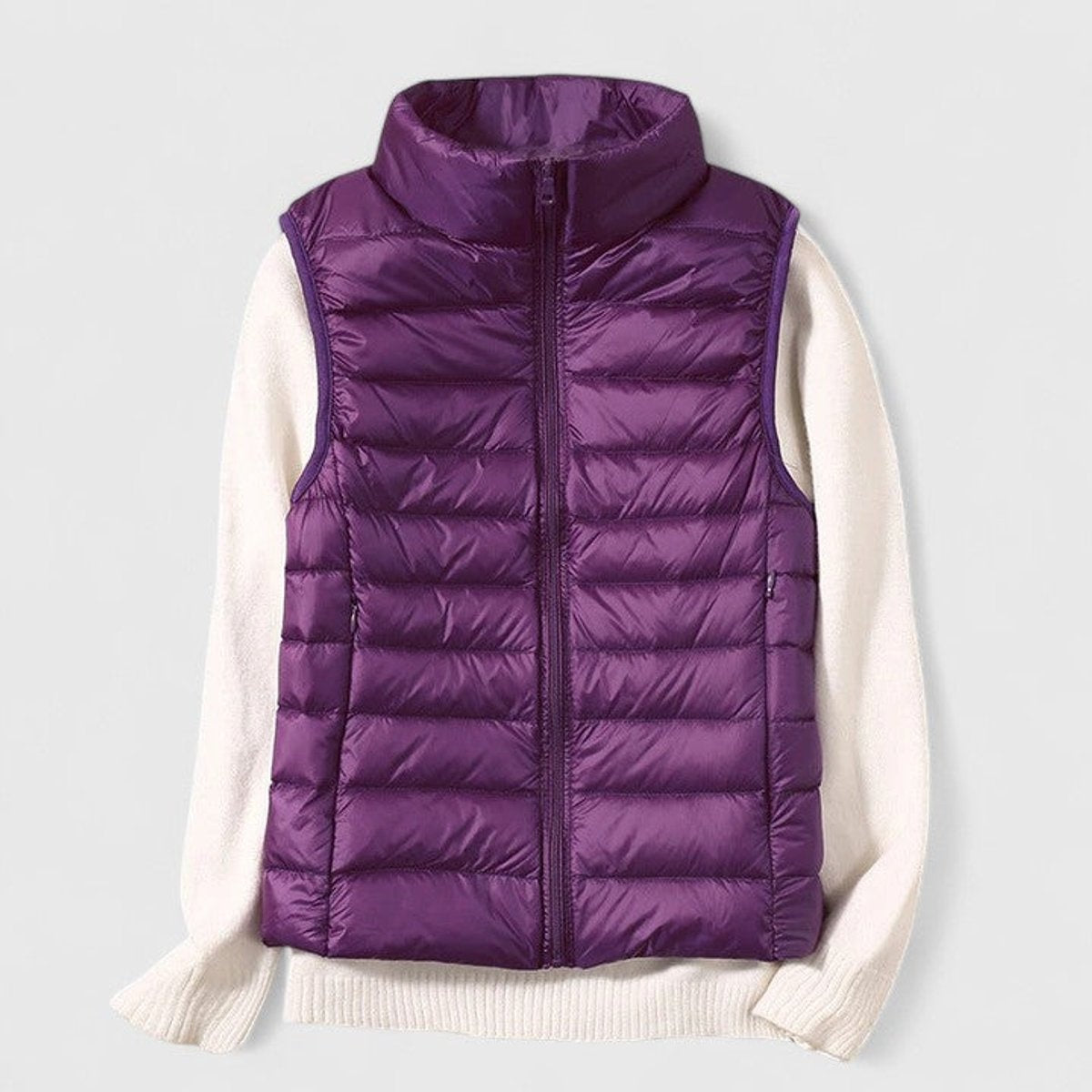 Cecilia | Women's Lightweight Quilted Puffer Vest High Collar Zip Up