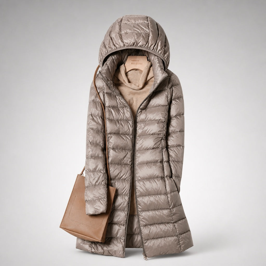 Andrea | Women's Long Winter Puffer Coat Hooded Quilted
