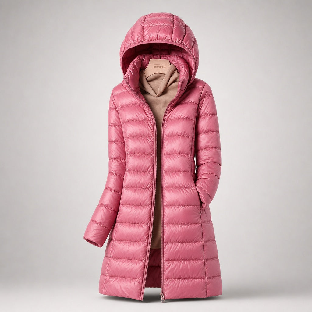Andrea | Women's Long Winter Puffer Coat Hooded Quilted