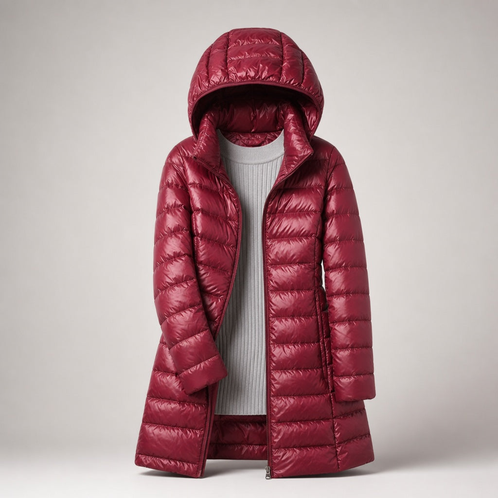 Andrea | Women's Long Winter Puffer Coat Hooded Quilted