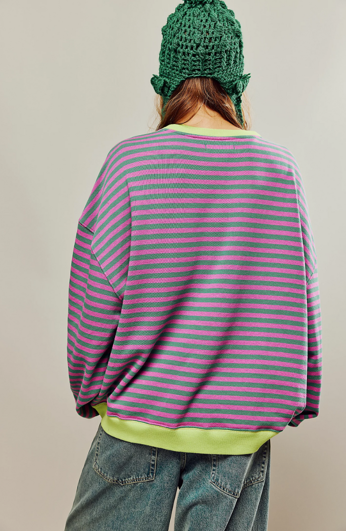 Adeline | Women's Oversized Striped Sweatshirt Crew Neck Long Sleeve