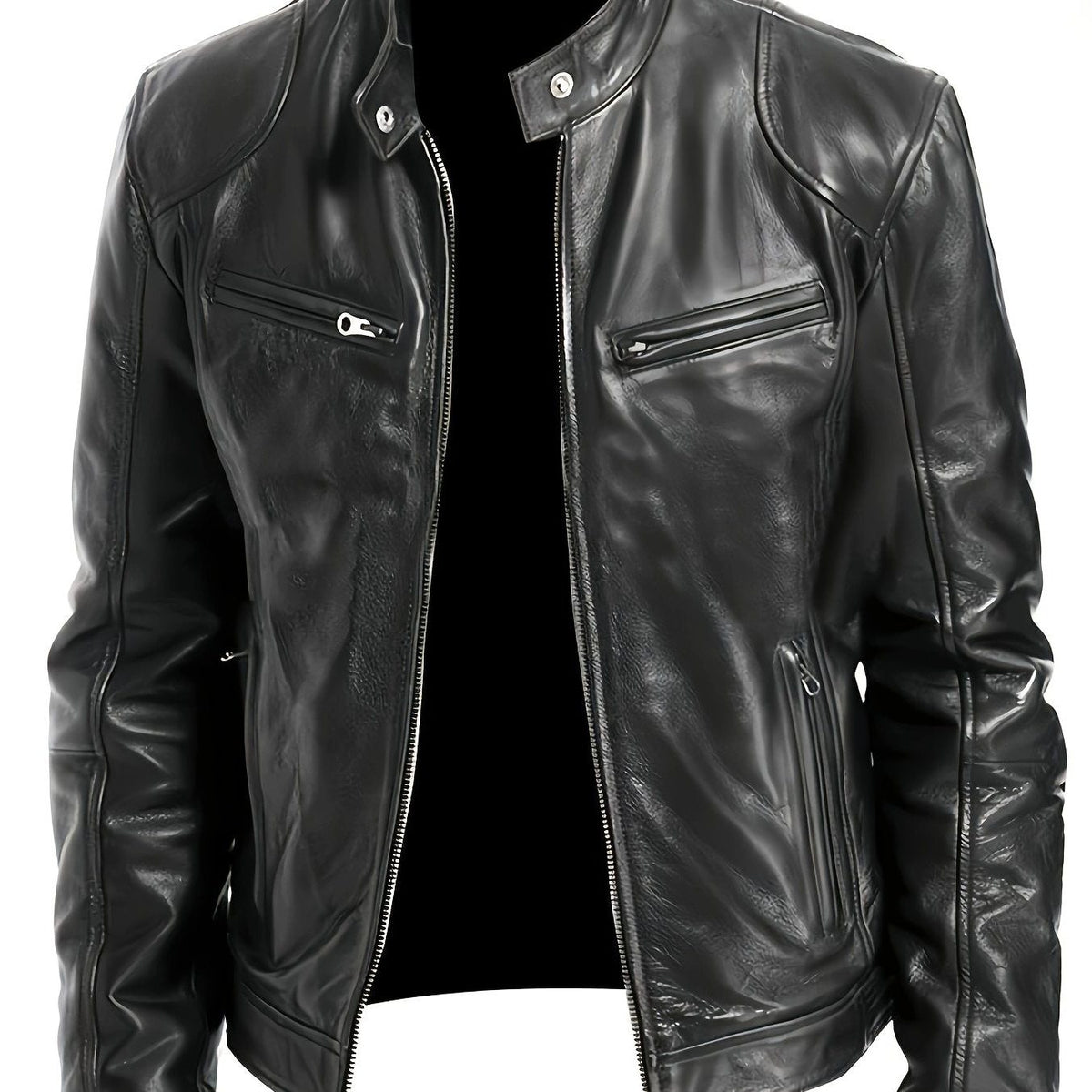 Noelia | Women's Leather Biker Jacket with Stand Collar