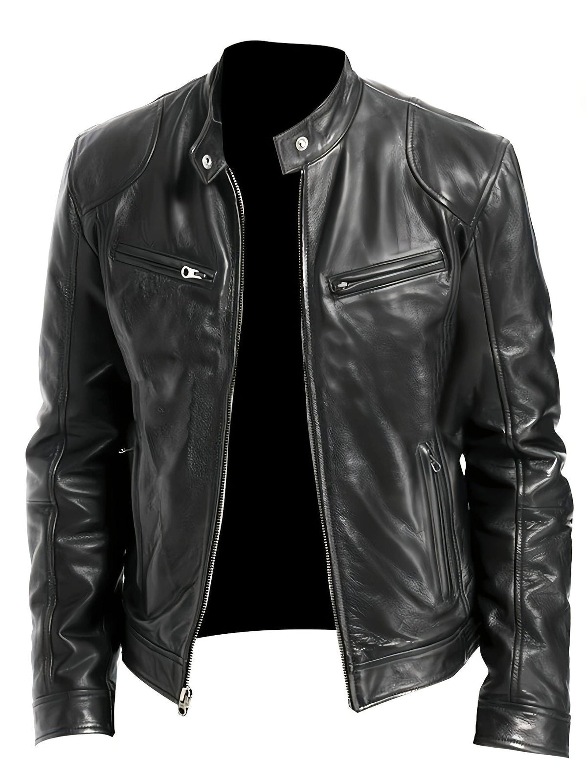 Noelia | Women's Leather Biker Jacket with Stand Collar