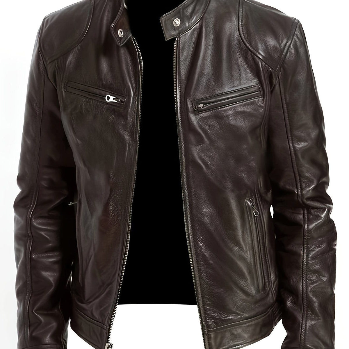 Noelia | Women's Leather Biker Jacket with Stand Collar
