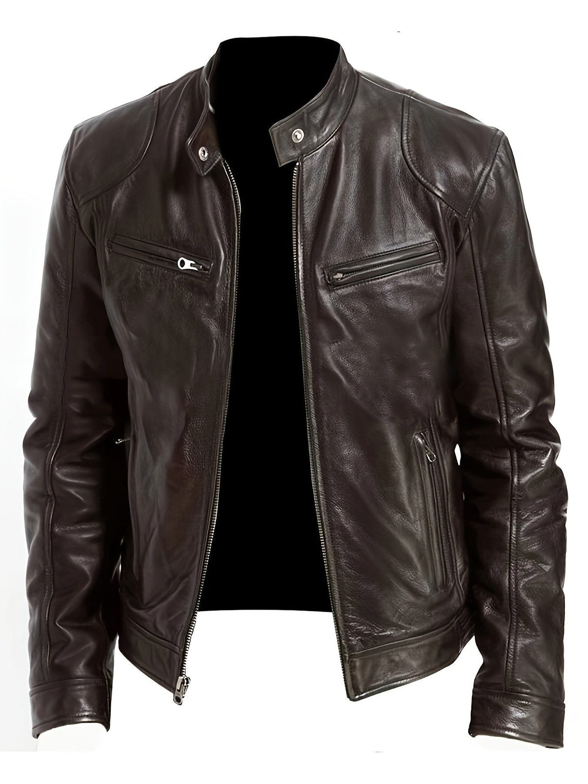 Noelia | Women's Leather Biker Jacket with Stand Collar