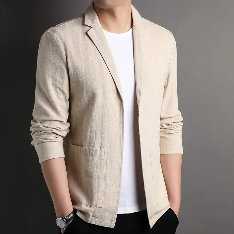 Notch Lapel Linen Blazer for Men