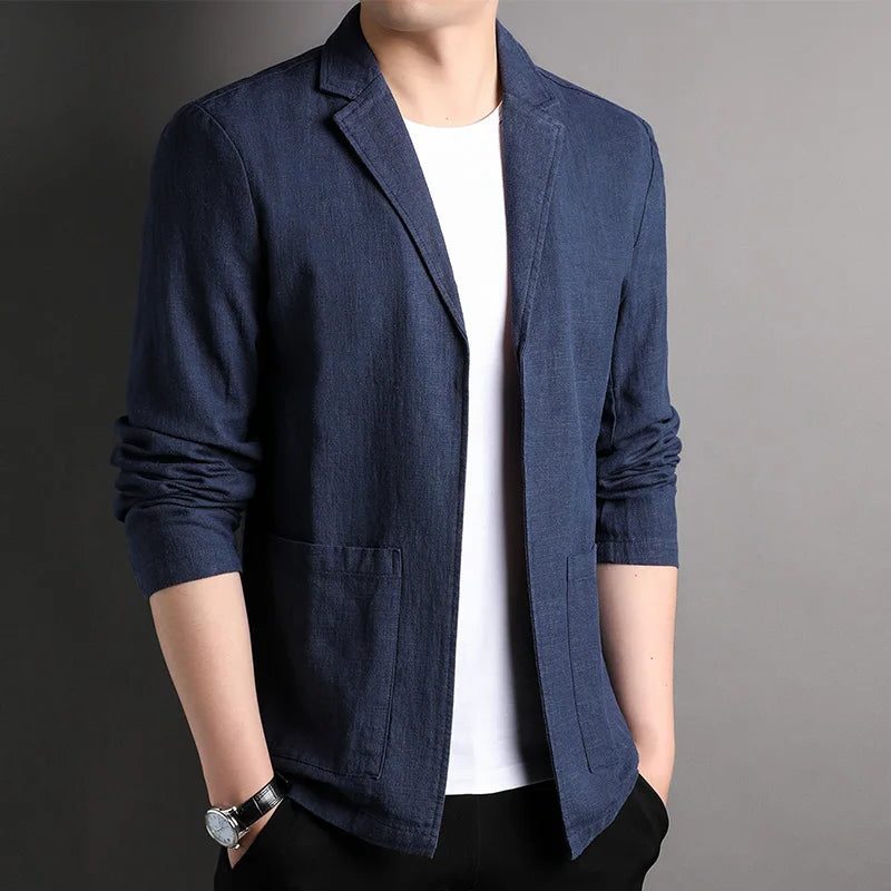 Notch Lapel Linen Blazer for Men